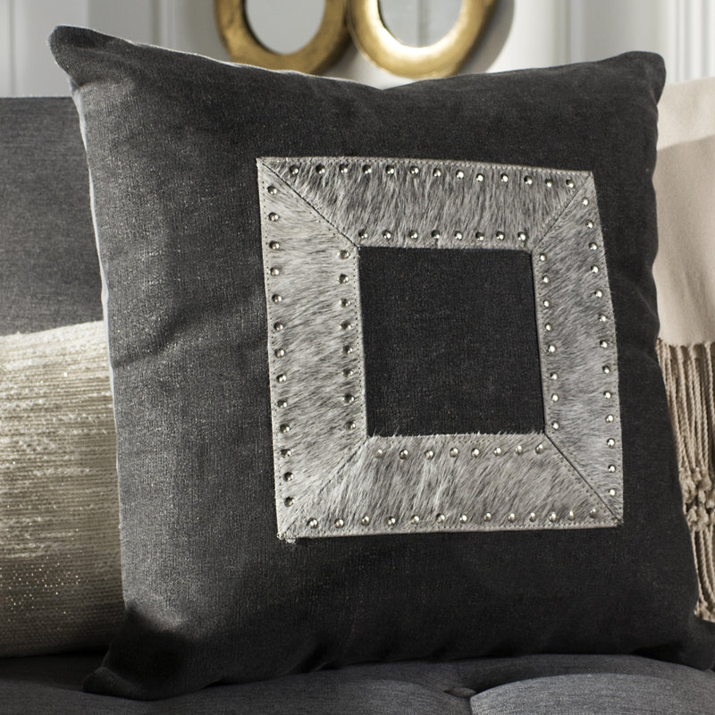 Geometric Leather/Suede Throw Pillow
