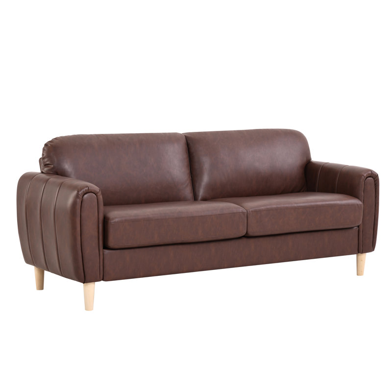 Dawn Channel Tufted Sofa, Brown Faux Leather