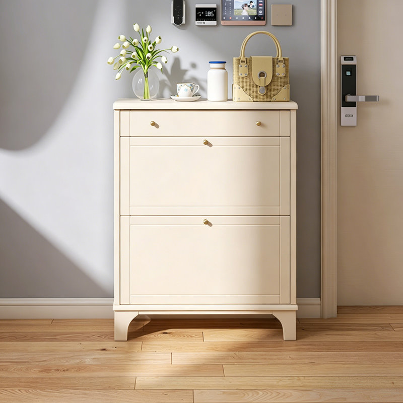 Rangement à chaussures 27,56 po moderne et minimaliste blanc ultra-mince avec rangement pour chaussures
