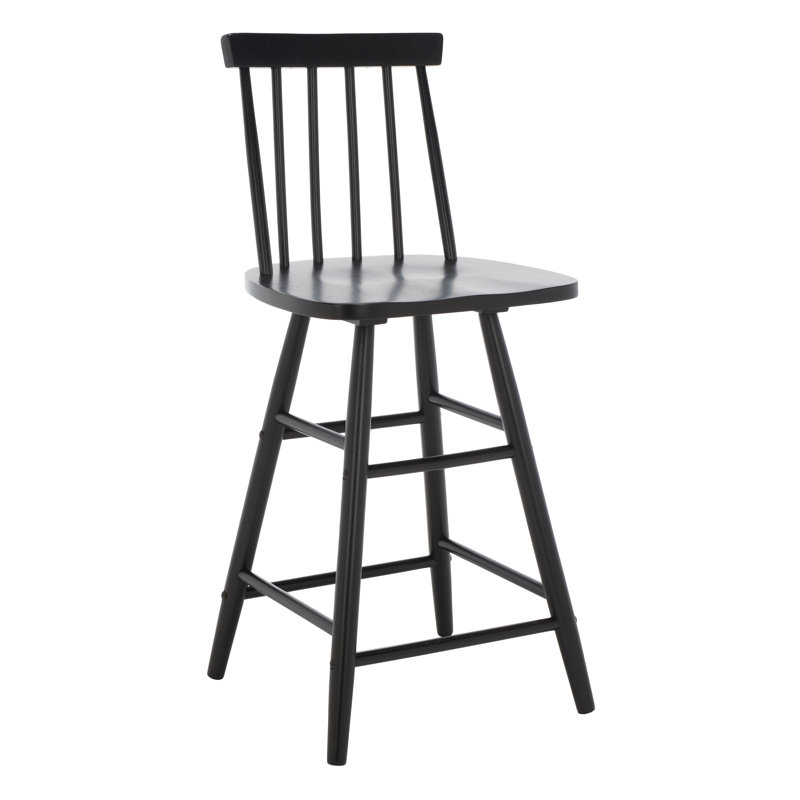 Pratt Counter Stool with Solid Wood Frame, Black