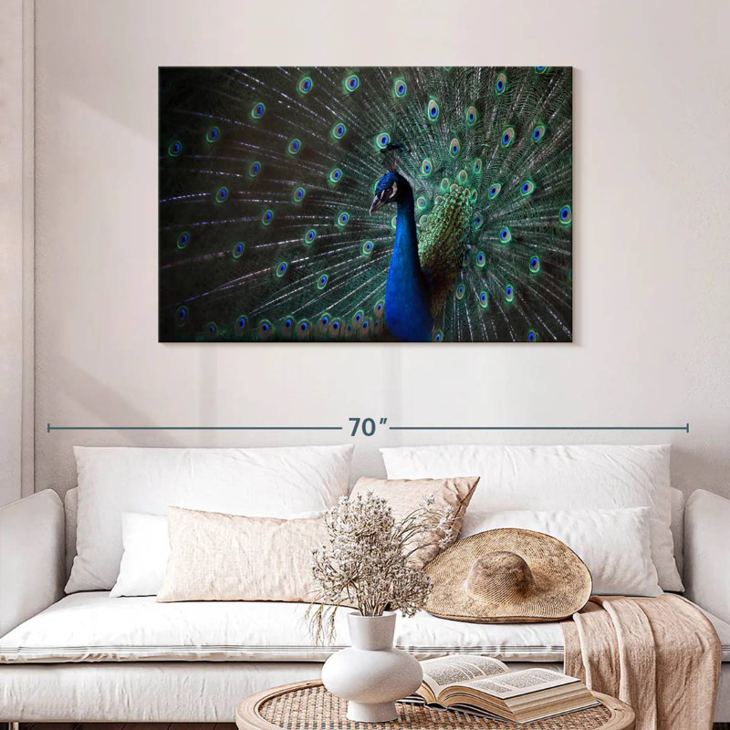 Brampt Glorious Blue Peacock, 30" H x 45" W