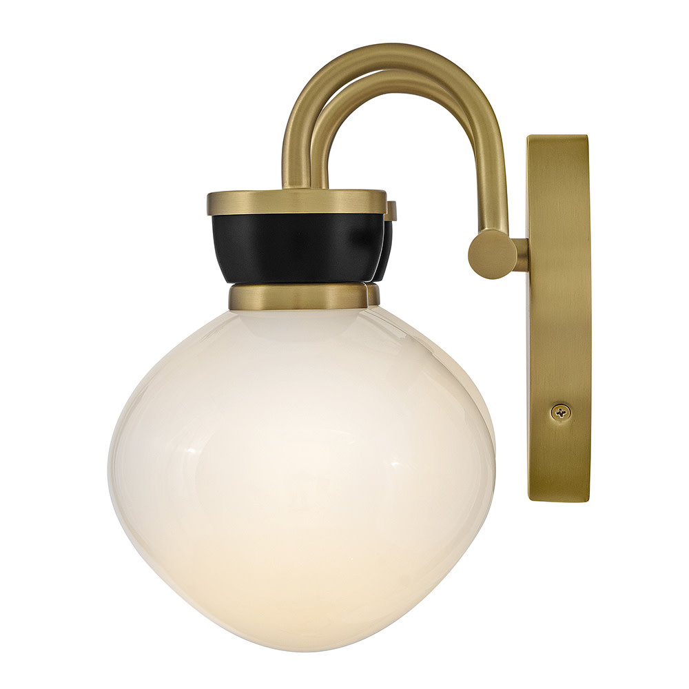 2-Light Opal Glass Bath Sconce, Black/Bronze