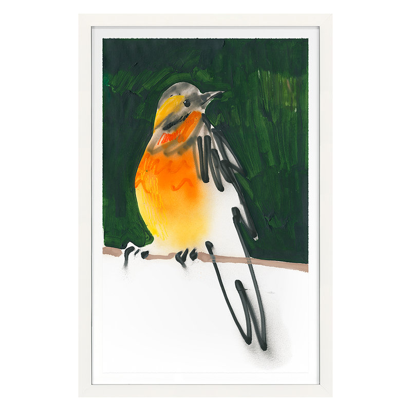 American Robin Print by PC Ngo, White Framed, 45" H x 30" W