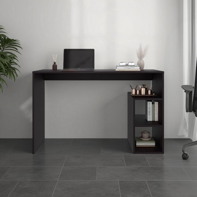 Wenge Office Desk With Storage And Minimalist Design