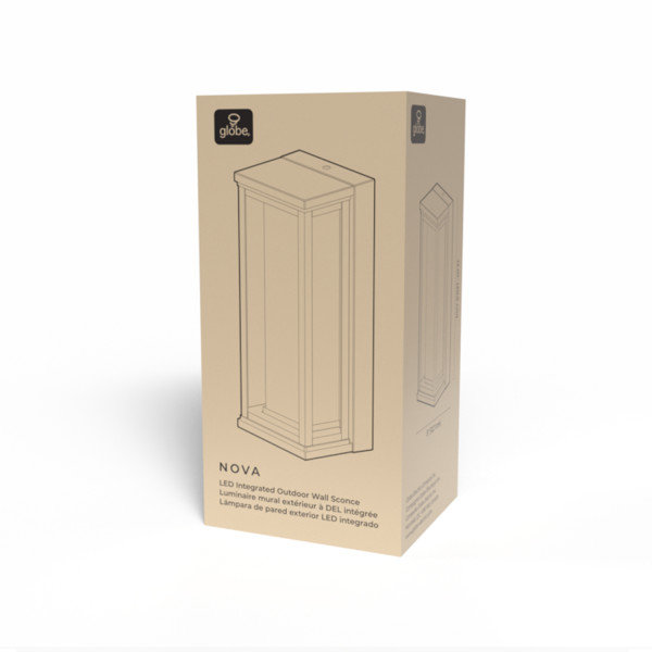 12W LED Integrated Matte Black Outdoor Wall Sconce with Frosted Glass