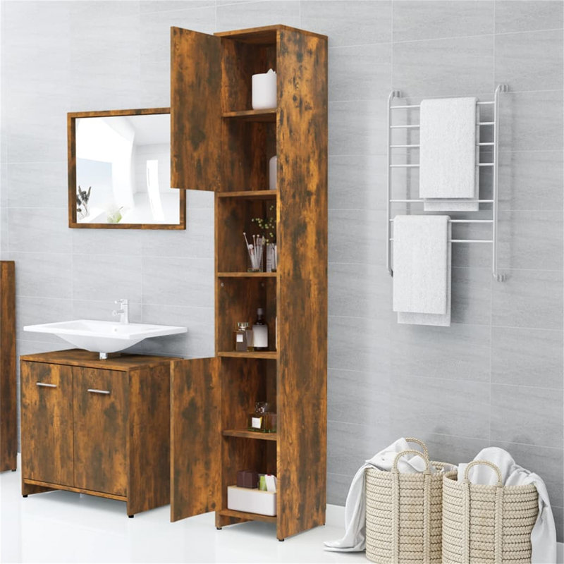 Croxley Bathroom Cabinet, Smoked Oak