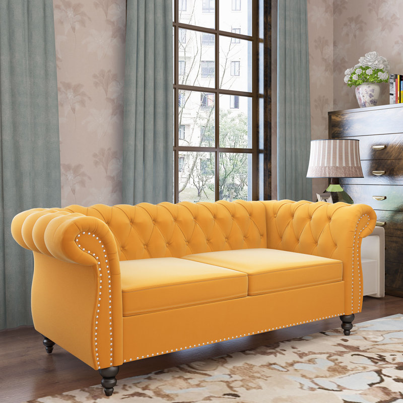 Famke Fabric 67'' Reception Loveseat, Yellow