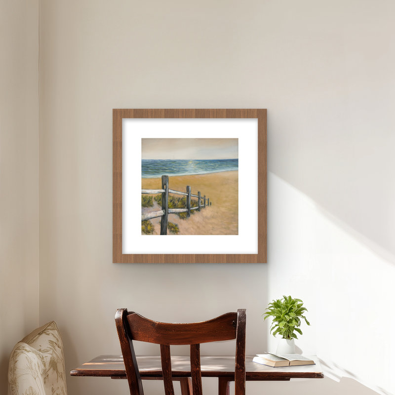 Bord de mer tranquille - reproduction de chambre contemporaine avec passe-partout mat, Brun, H 16 po x l 16 po