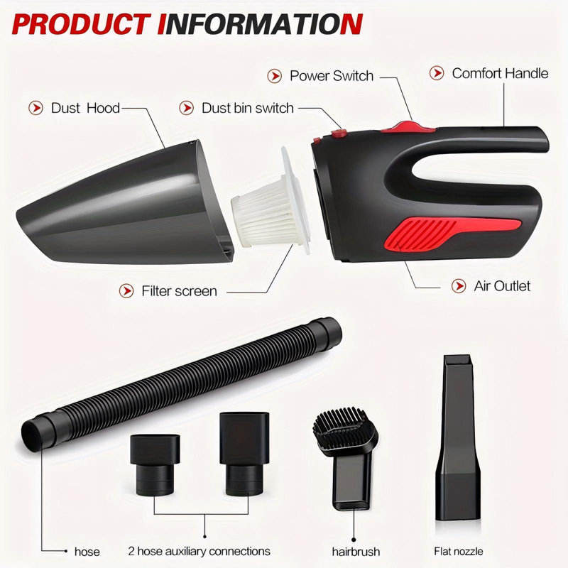 CASCADEVAC  Lithium Ion  Cordless Handheld Vacuum, AU, Crevice Tool, Black