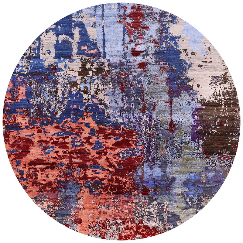 Abstract Indoor Rug, Round 8'