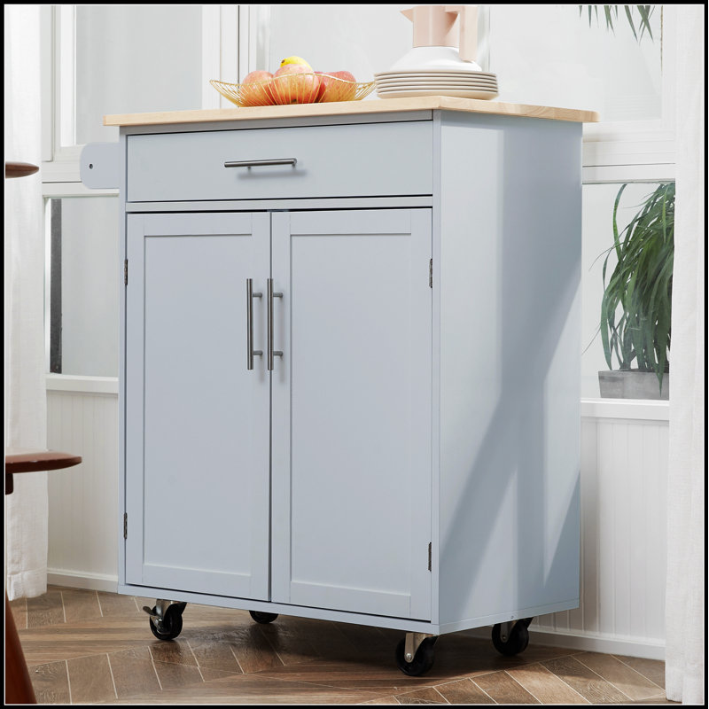 Chariot d'îlot de cuisine polyvalent avec tiroir, armoire de rangement et porte-serviettes pour une organisation et une mobilité accrues