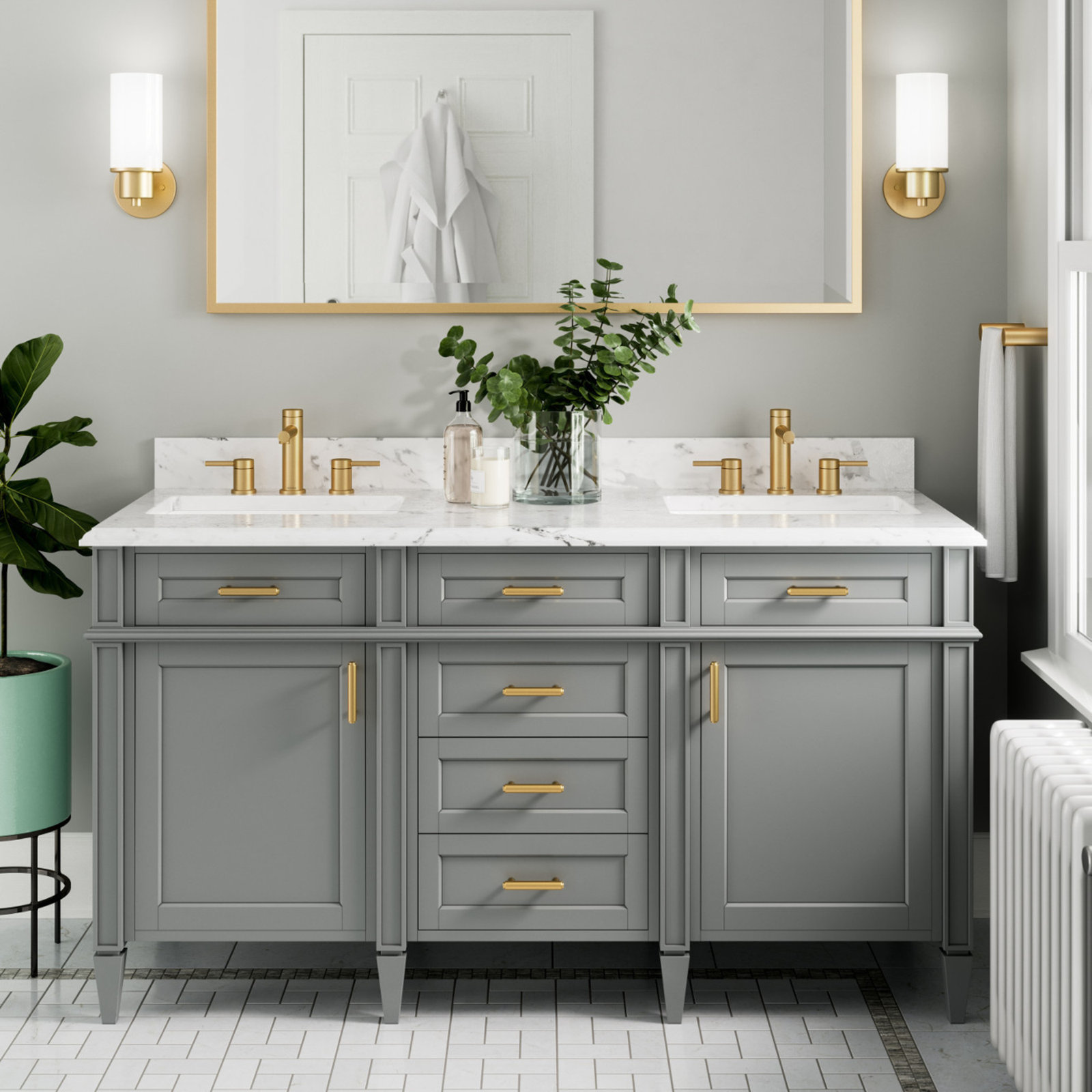 Iso 3" Bar Cabinet Pull, Brushed Gold