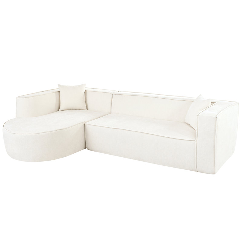 Canapé modulaire de style moderne, canapé modulaire en éponge, canapé modulaire en forme de L avec un design incurvé élégant et un tissu luxueux, deux coussins décoratifs, pour le salon, le bureau