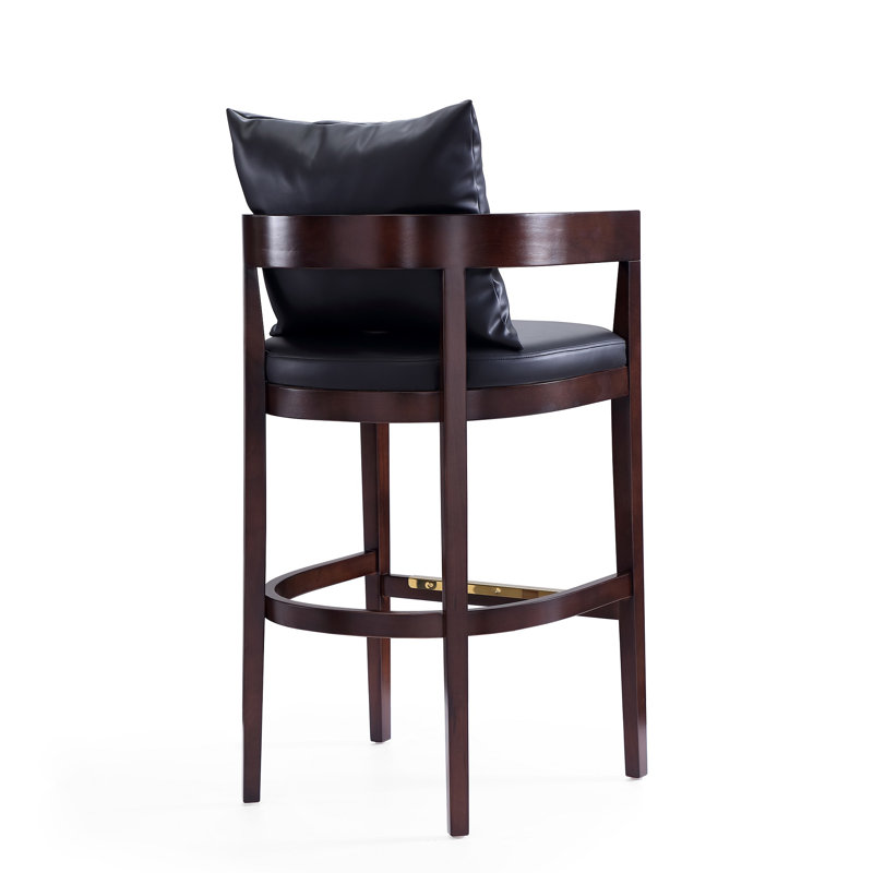 Lorello Upholstered Counter Stool with Solid Wood Frame, Bar Stool (30.5" Seat Height), Black, 2