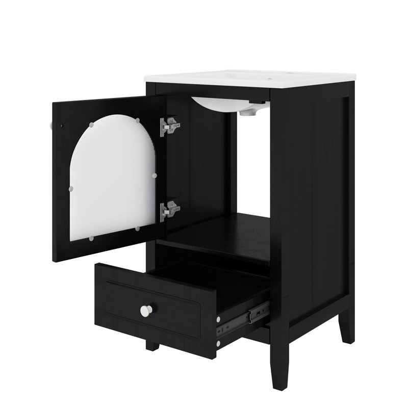 Meuble-lavabo avec lavabo 20 po, Noir