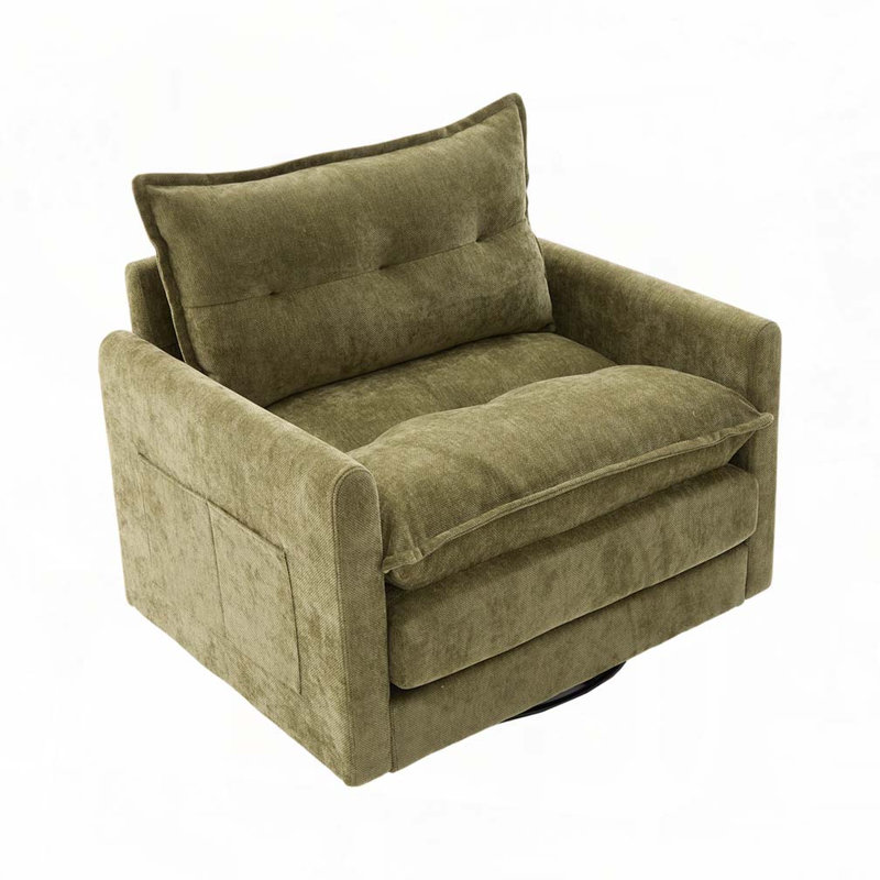 Swivel Barrel Chair, Olive Green