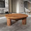 Table basse Rupert, plateau rond de 38 pouces, 3 pieds à colonnes, bois de manguier brun naturel