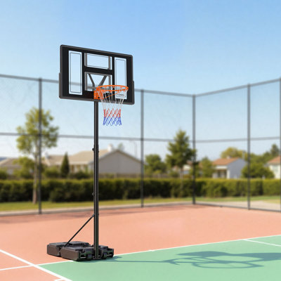 Portable Basketball Stand, 4.4 ft to 10 ft Height Adjustment Basketball Hoop & Goal, Adjustable Basketballs Goal System with Built-in Rolling Wheels for Kids, Teens, Adults in Driveways, Pools