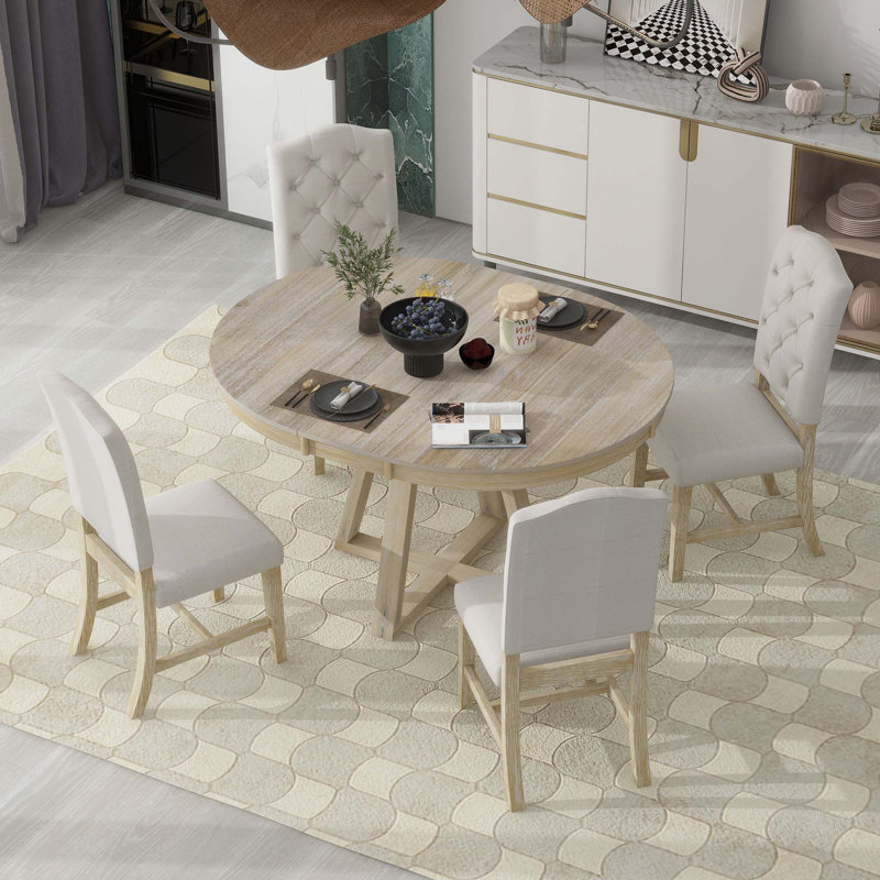 Abbra Round 58'' L Dining Set, Natural