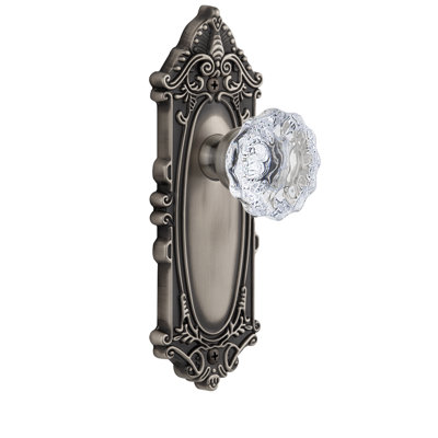 Grandeur Grande Victorian Plate Privacy with Fontainebleau Crystal Door Knob