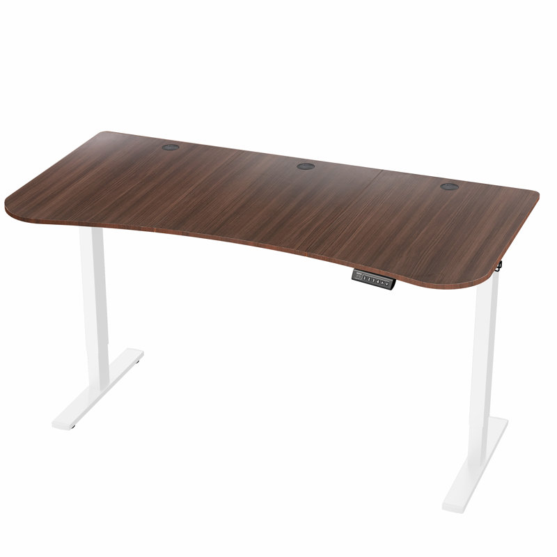 Electric 63" x 32" Stand Up Desk (DESK-KIT-1B1B Series), Dark Walnut/White