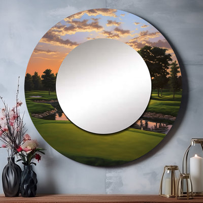 Golf Dawn On The Put II - Golf Unique Wall Mirror, Green Round Mirror, Printed Metal Art