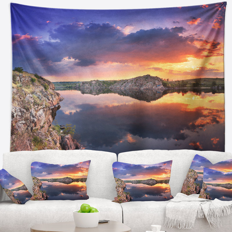 Tapisserie de polyester clouds de grande été réfléchissants avec accessoires suspendus inclus, H 32 po x l 39 po