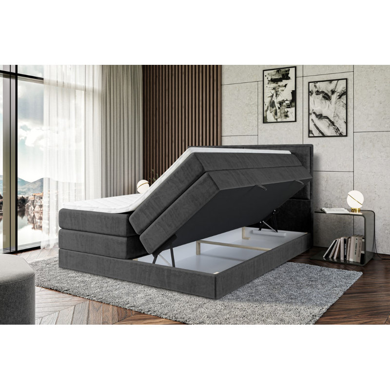 Divan Bed with Mattress, 180cm W x 200cm L, Black