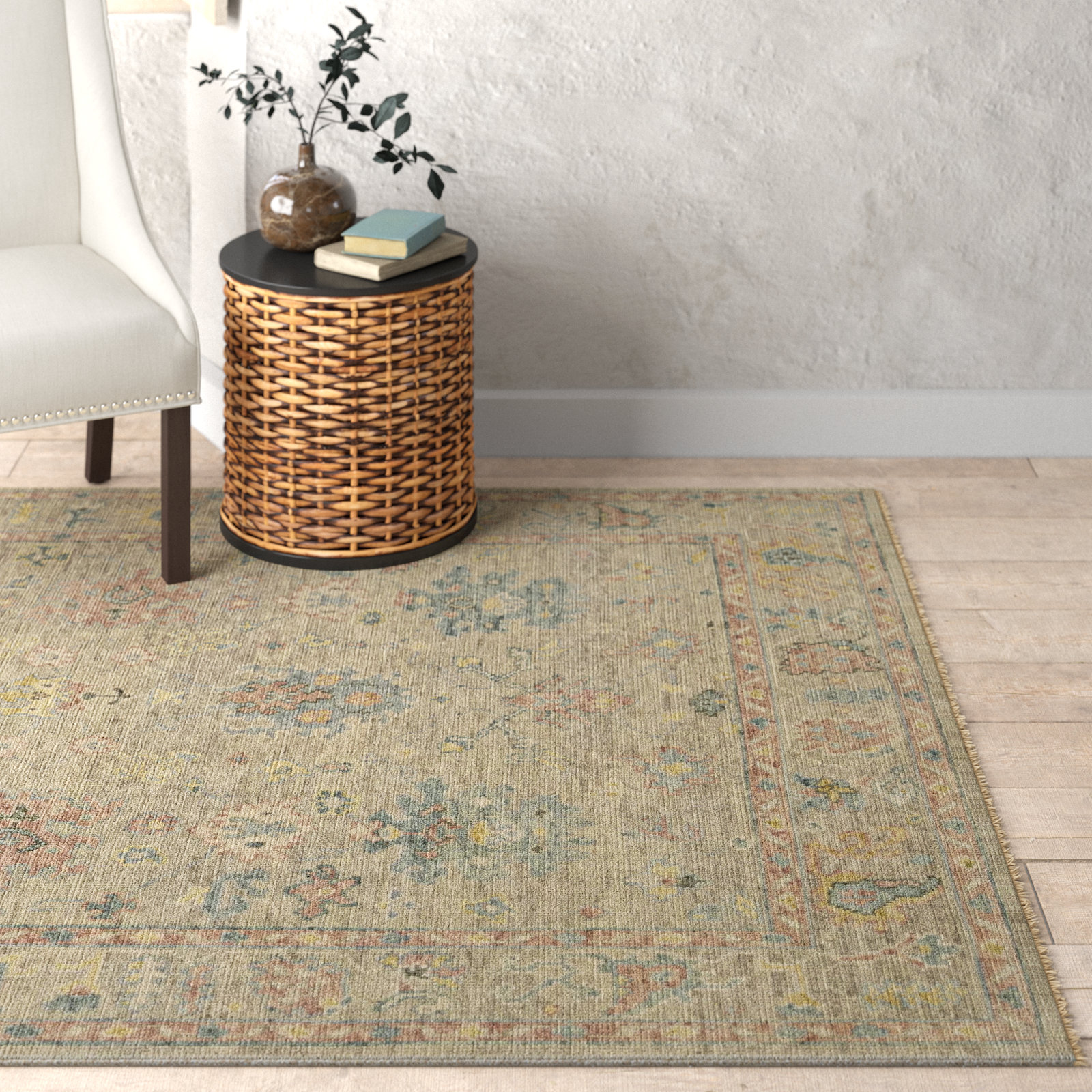 Newham Brown Hand-Knotted Oriental Wool Rug, Rectangle 6' x 9'