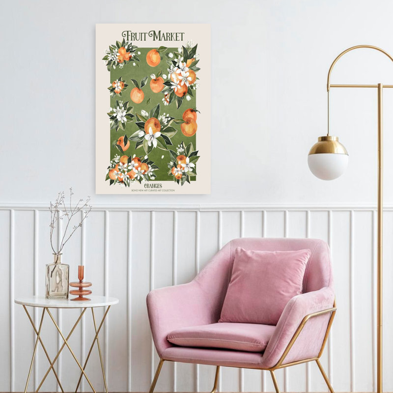 Art mural abstrait fleur de citron, H 24 po x l 16 po