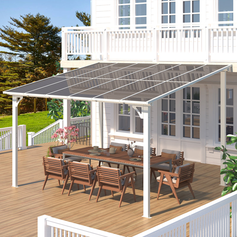 Pergola en aluminium avec auvent, 12 pi x 10 pi, Blanc