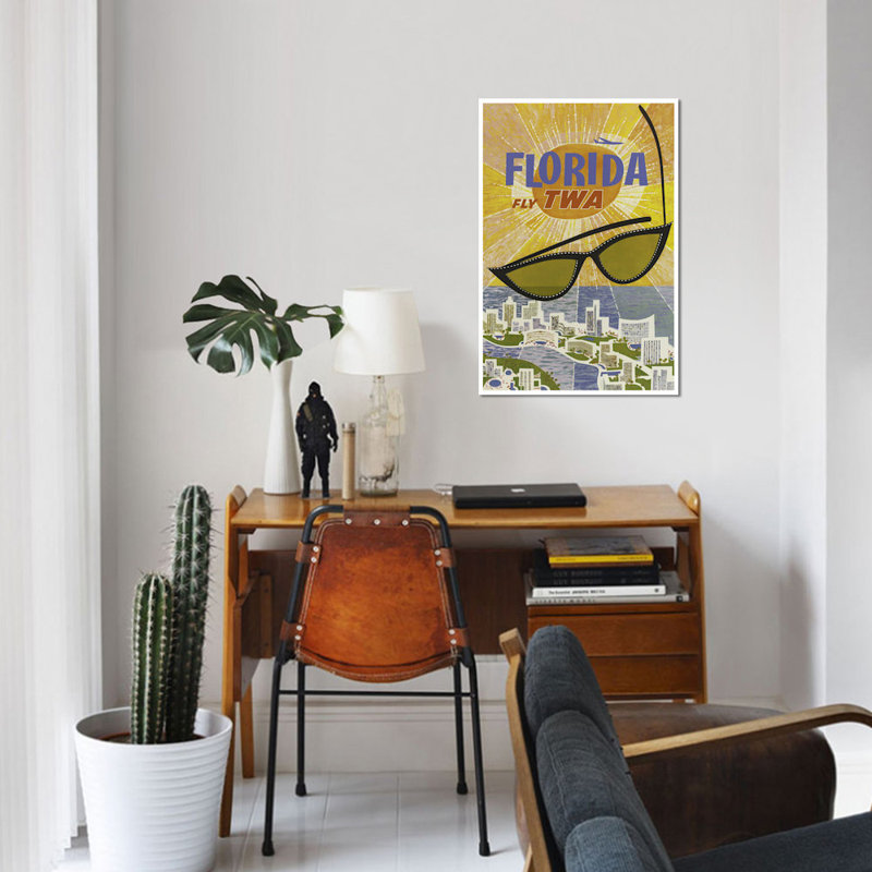 « Florida - Fly TWA » publicité Vintage sur toile, 18" H x 12" L x 1,5" D