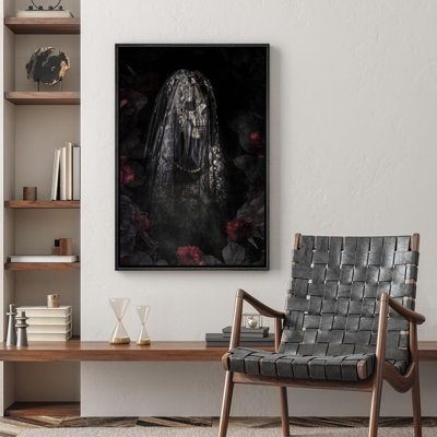 Moody Gothic " Mysterious Veiled Skeleton Moody Dark Illustrations Modern Art Work Decor "