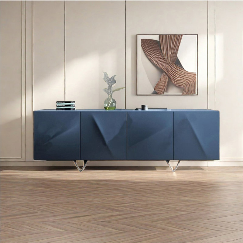 Blue simple lacquered side cabinet