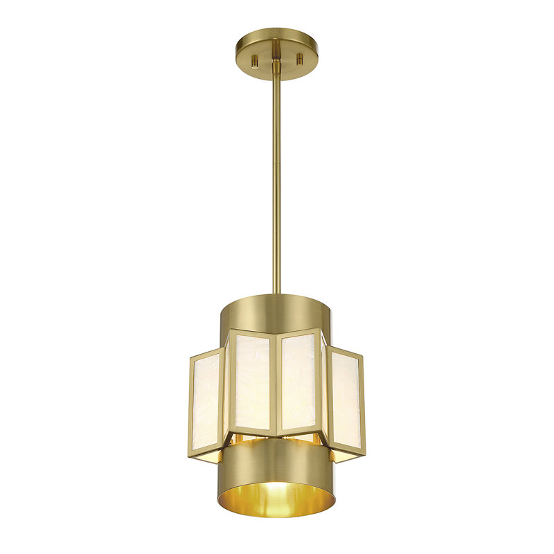 Gideon Warm Brass 3-Light Pendant with Capiz Shell