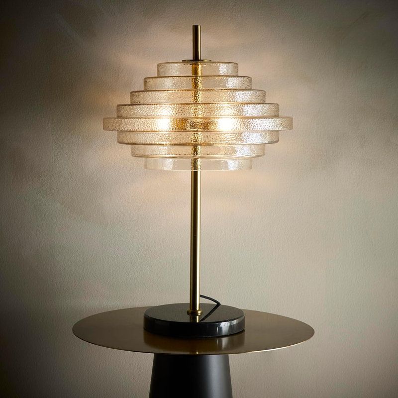 Azzo Table Lamp, Amber Glass