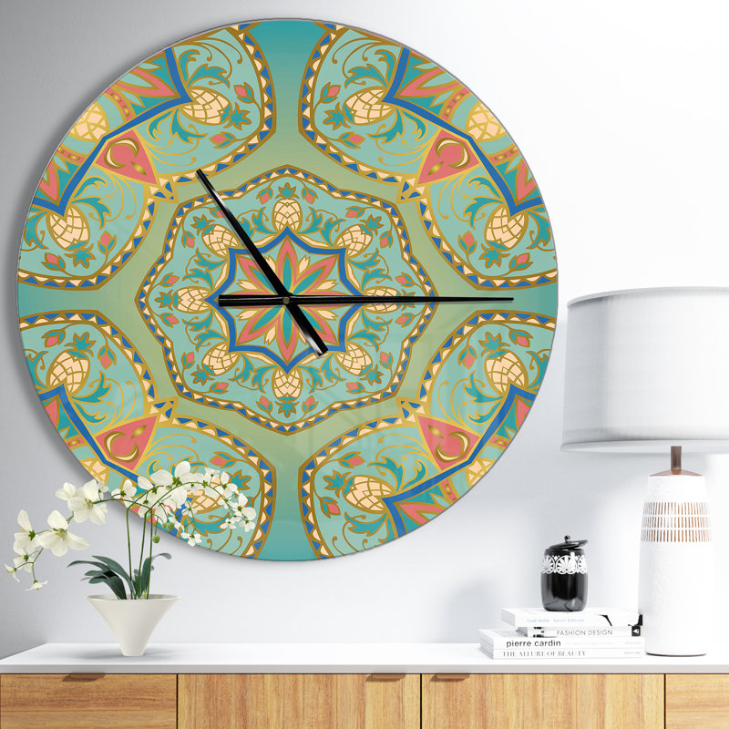 Ornement oriental oriental en forme de pinapple - horloge murale rétro, Moyen