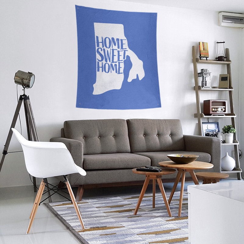 Tapisserie murale Home Sweet Rhode Island, H 60 po x l 51 po, Violet bleu clair