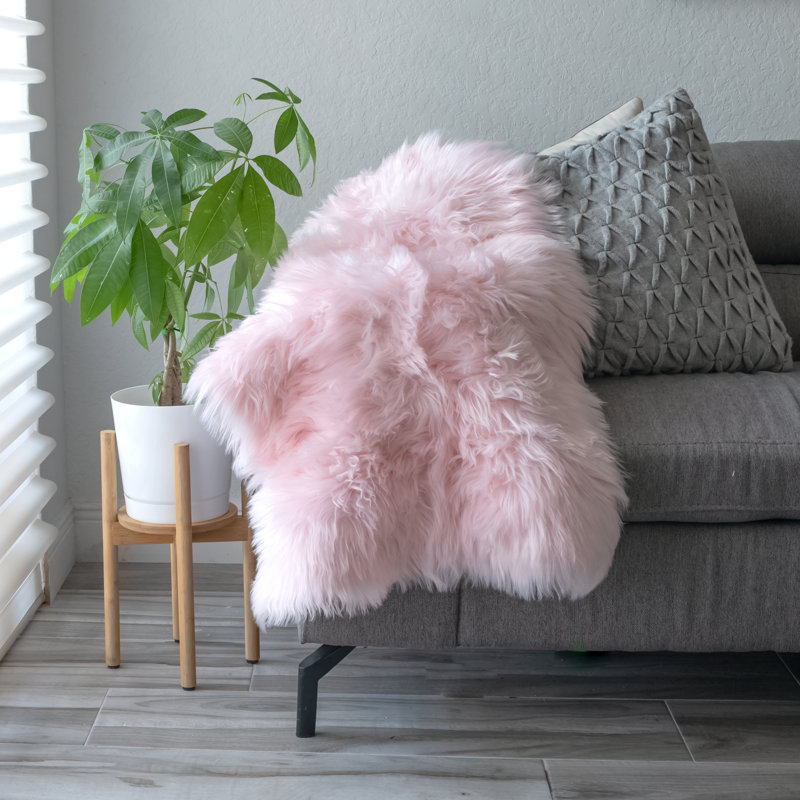 Tapis rose en fausse fourrure à poils longs lavable, Nouveauté 2 pi x 3 pi