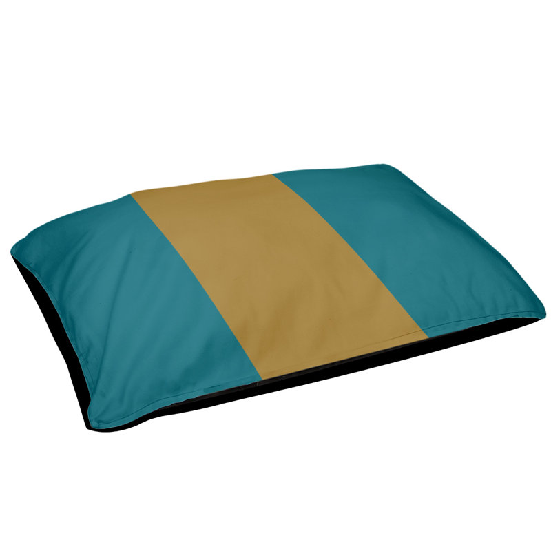 Coussin pour chien Auburn, Grand (l 40 po x P 30 po x H 6,5 po), Bleu sarcelle / or