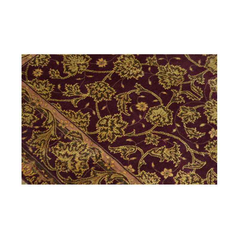 Wool Oriental Area Rug in Wine/Gold