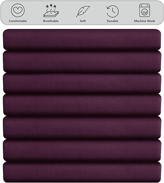 Ranarda Cotton Blend Percale Flat Sheet, Aubergine, Kingsize (5')