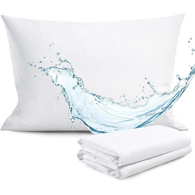 FAUNNA 2 Pack Waterproof Pillow Prot 2 Piece 100% Cotton Guest Room Pillow Case Case Pack