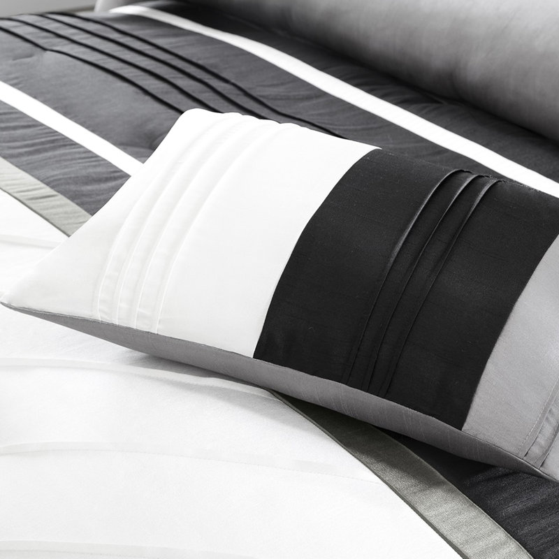 Édredon gris très grand 7 pièces, conception subtile avec, et literie, pièce, pour chambre à coucher élégante, Grey