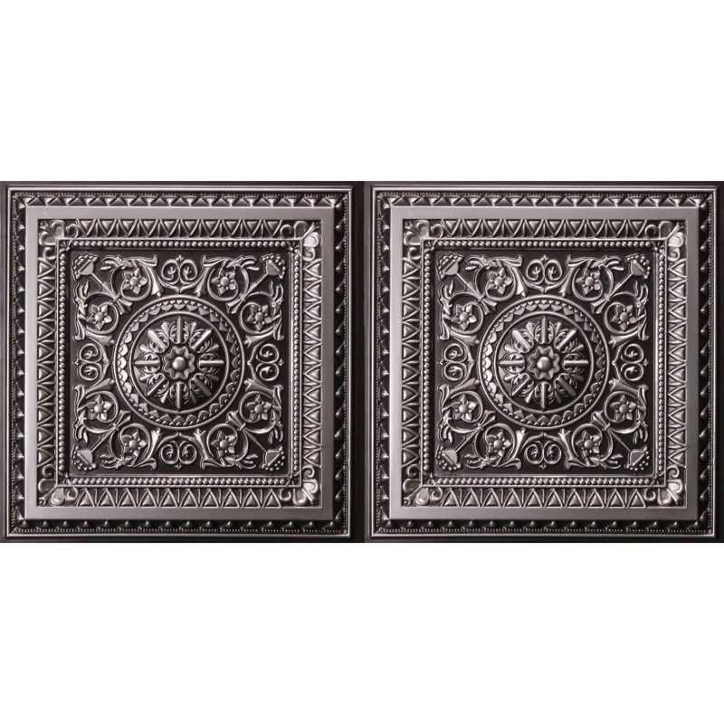 Marseille 23.75'' L x 47.75'' W Vinyl Ceiling Tile, Antique Silver
