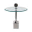 Rejanae Modern Accent Side Table with Glass Top, Labradorite Stone Accent, and Sculptural Base - Narrow Living Room End Table for Bedroom or Entryway - Contemporary Round Design - 23", Silver-1550499368