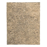 Gray Contemporary Silk Wool Blend Rug