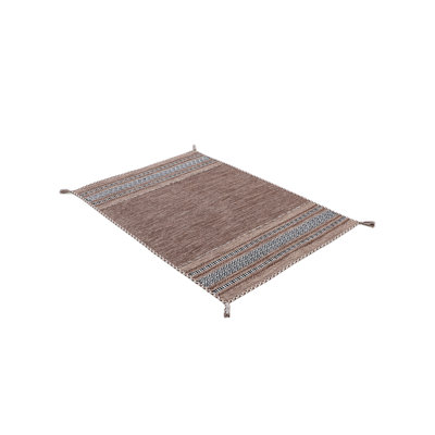 Azizi Striped Hand Woven Cotton Brown Rug