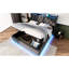 Grand lit en lin gris avec éclairage à DEL sur 360 °, contenant hydraulique, bande de taille c, rangement, type c-1501242474-1501242478