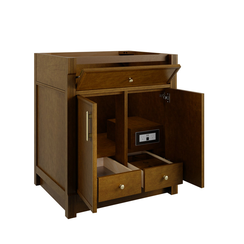 Bellshire 48" W Single Vanity, 30", Eternal Jasmine Pearl Silestone, Honey Oak